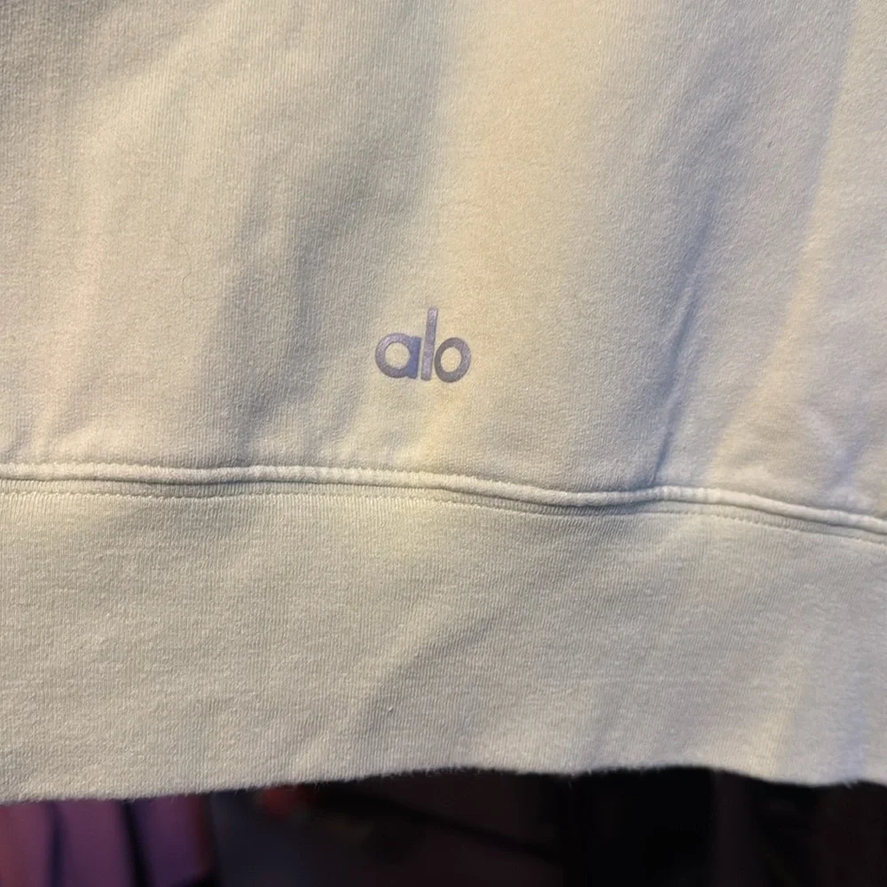 Alo Yoga Cropped Double Take Hoodie Sz Medium Iced Green Tea Pastel Sweatshirt